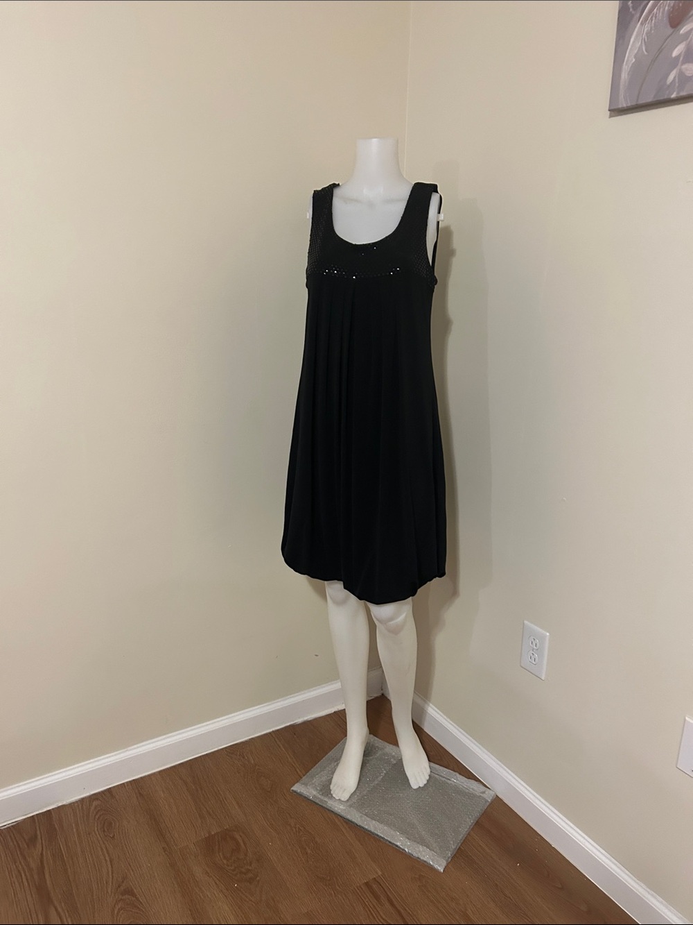 Dress Barn Black Sleeveless Embellished Scoop-Neck Mini Dress